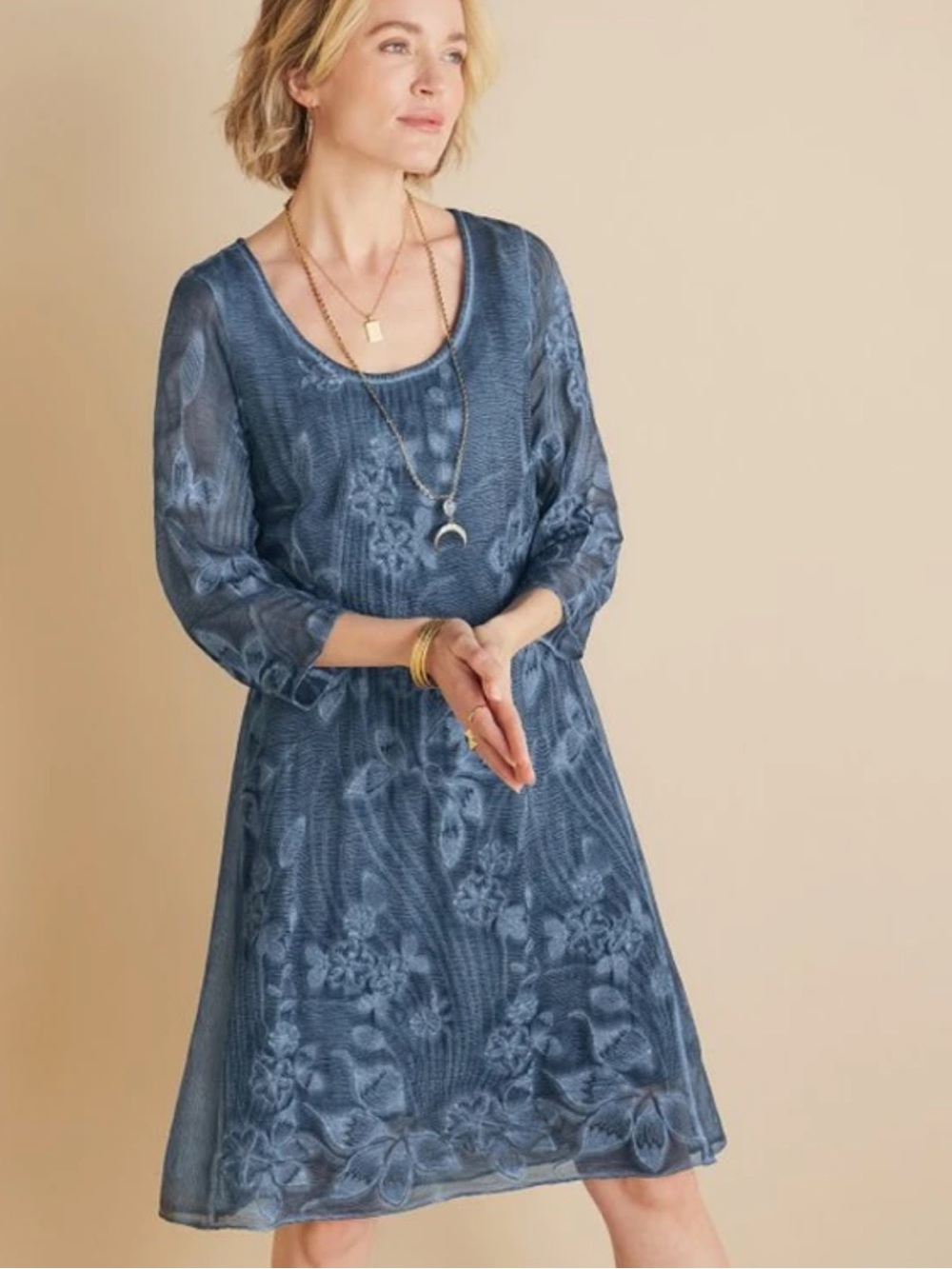 Soft Surrounding Blue Silk Starling Silk Dress